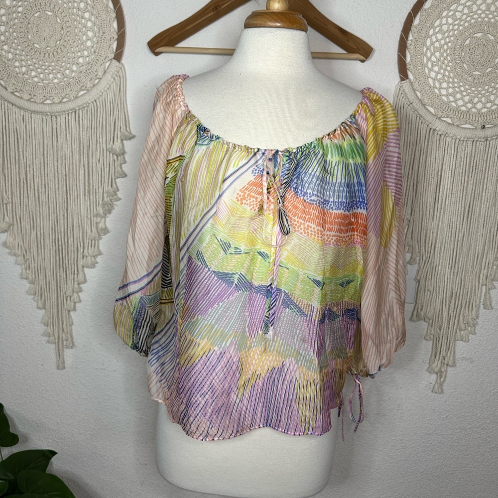 LIA KES New York silk Vibrant Multicolor Women's Blouse small